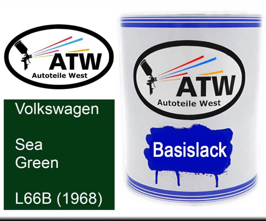 Volkswagen, Sea Green, L66B (1968): 1L Lackdose, von ATW Autoteile West.